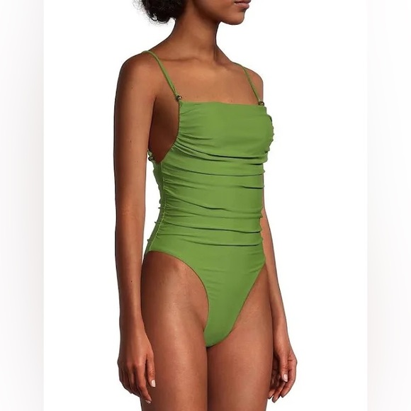 Veronica Beard Women's Cynzia Ruched One-Piece Swimsuit in Green sz M NWT 298$ - Picture 4 of 7